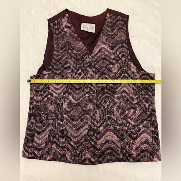 Northern Traditions Vintage Vest Purple Wavy Swirl Pattern Button Front Boho - Picture 6 of 8